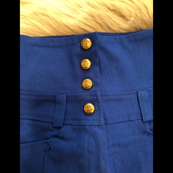 Blue high waisted shorts for women - Picture 3 of 4